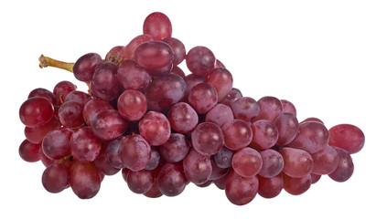 red ripe grapes isolated on white