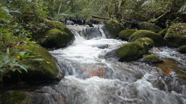 Water flows in streams.