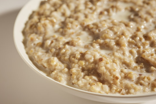 a bowl of cooked organic, pinhead, oatmeal