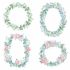 Watercolor hand drawn wreathes.