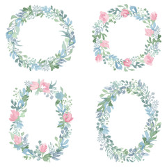 Watercolor hand drawn wreathes.