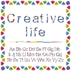 Vector of stylized colorful font and alphabet