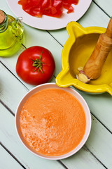 spanish salmorejo or porra, a cold tomato soup