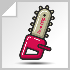 Pink heart-holiday icons for father's day or for birthday. Vector Isolated flat colorful illustration.