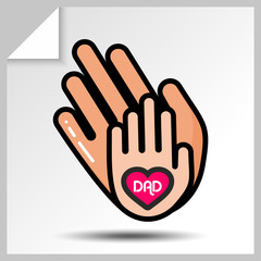 Two palms are hand-adult and childish. Icons for father's day or for birthday. Vector Isolated flat illustration.