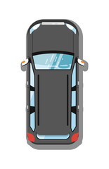 Modern SUV car top view isolated icon. Family city car, comfortable automobile, people transport vector illustration.