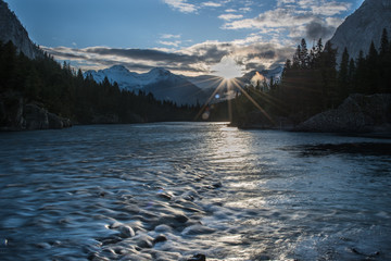 sunrise through the peaks