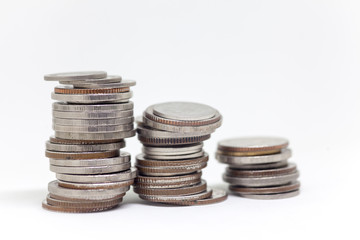 Coin, Thai currency in background and isolated