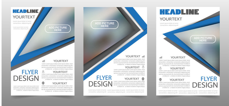 Set of three business brochure flyer design template. Can be use for publishing, print and presentation. Vector. Eps 10