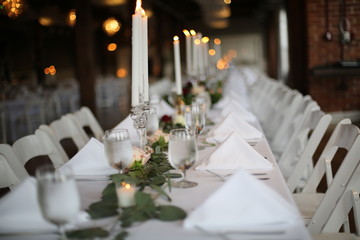 Industrial Loft with Brick Walls Decorated for Wedding Reception
