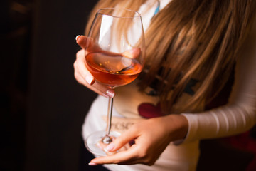 wine glass in hands