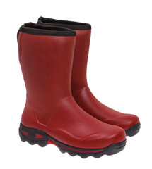 Red rubber boot isolated on white