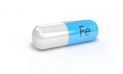 Pill Fe isolated on the white, 3d render