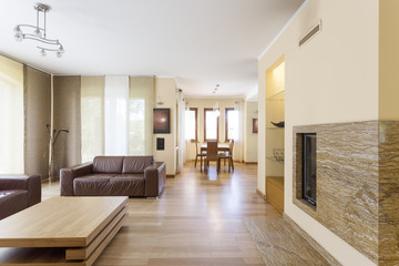 Elegant living room with fireplace