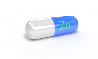 Pill Zn isolated on the white, 3d render