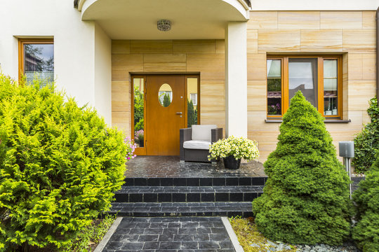 Stylish entrance to the modern house