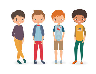 Stylish boys. Cartoon vector illustration