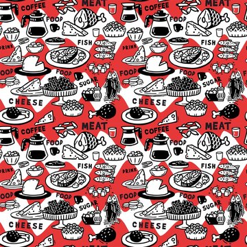 Graphic pattern of food abundance Red and white