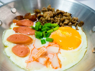 Pan-fried egg with toppings in my homemade Thai style