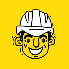 Man's head in a protective helmet
