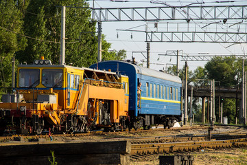 View on the maintenance train on railroad track