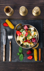 Vegetarian restaurant food, indian fruit salad
