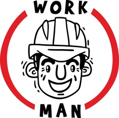 work man in safety helmet logo