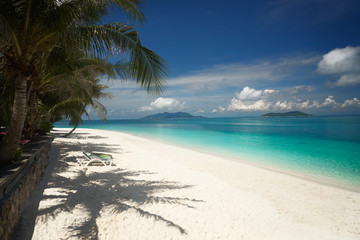 Beautiful tropical beach in  Rawa island. White sandy beach seen from above. Malaysia .
