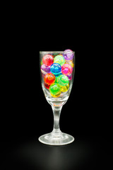 Transparent glass with colorful marble ball