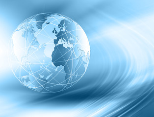 Best Internet Concept of global business. Globe, glowing lines on technological background. Wi-Fi, rays, symbols Internet, 3D illustration