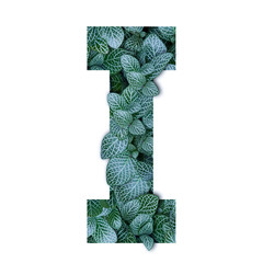 Nature concept alphabet of green leaves in alphabet letter I shapes