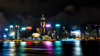 Fototapeta na wymiar Hong Kong Laser Show (Tsim Sha Tsui)