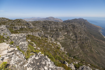 Fototapeta na wymiar Landscape view from top of the table mountain, Cape Town