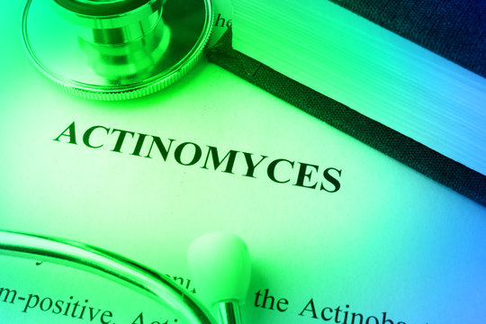 Document with diagnosis actinomyces in a hospital.