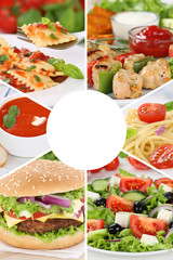 Sammlung Collage Essen Gerichte Restaurant Food Karte Speisekarte Hochformat