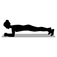 Fitness silhouette girl body muscles training art modern creative vector illustration flat style white background