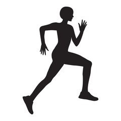 Fototapeta na wymiar Silhouette of sporty running girl, isolated on white background. Artistic creative vector illustration of a modern minimalist flat style