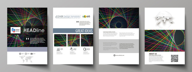 Business templates for brochure, magazine, flyer. Cover design template, easy editable vector, abstract flat layout in A4 size. Bright color lines, colorful beautiful background. Perfect decoration.
