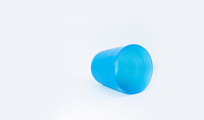 Blue glasses for children, Blue cup on the white background