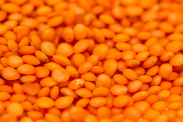 Red lentils as background. macro