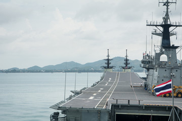 Runway at takeoff on battleship and Runway Aircraft Carrier