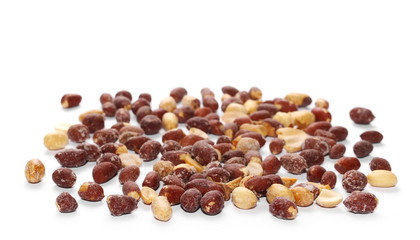 pile salted fried peanut isolated on white