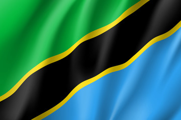 Tanzania Flag. Symbol african state in proportion correctly and official colors. Patriotic sign Eastern Africa country. Vector icon illustration