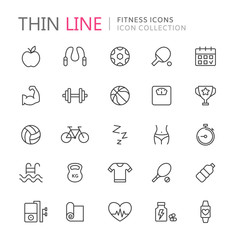 Fototapeta premium Collection of sport thin line icons