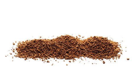 Pile of instant coffee grains isolated on white