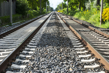 Eisenbahnschienen, Zugverkehr in Schleswig-Holstein, Deutschland - 158882829