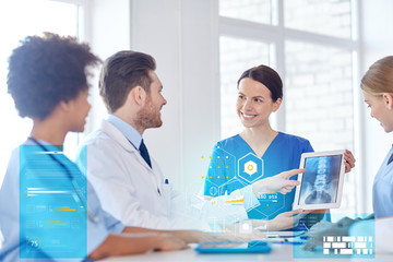 Fototapeta premium group of happy doctors meeting at hospital office
