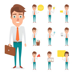 Set of business man in occupation. illustration vector of people character.