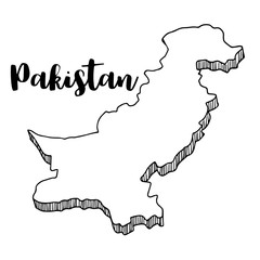 Hand drawn  of Pakistan map, vector  illustration