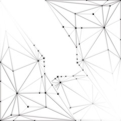 Fototapeta premium Abstrakcjonistyczny chaotyczny geometryczny wzór. Trójkąty szaro-biała abstrakcja na białym tle krąży chaotycznie w kole